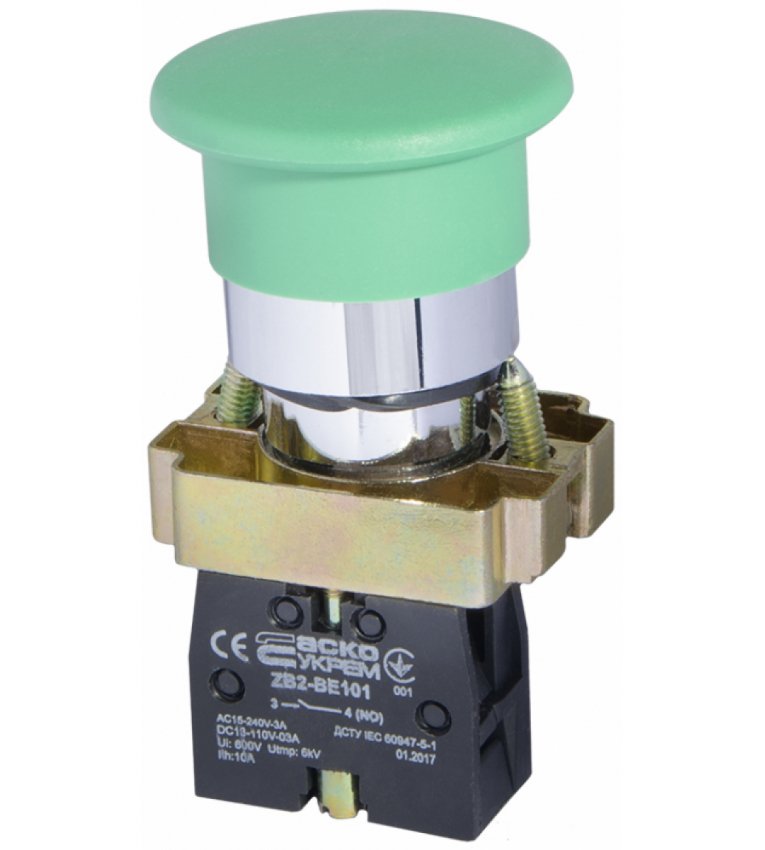 XB2-BC31 Кнопка 'грибок' (d 40 мм) 'Старт' зелена АСКО-УКРЕМ - A0140010052