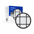 Круглий антивандальний світильник Global 15Вт 5000K з ґратами (чорний) 1-GBH-04-1550-C