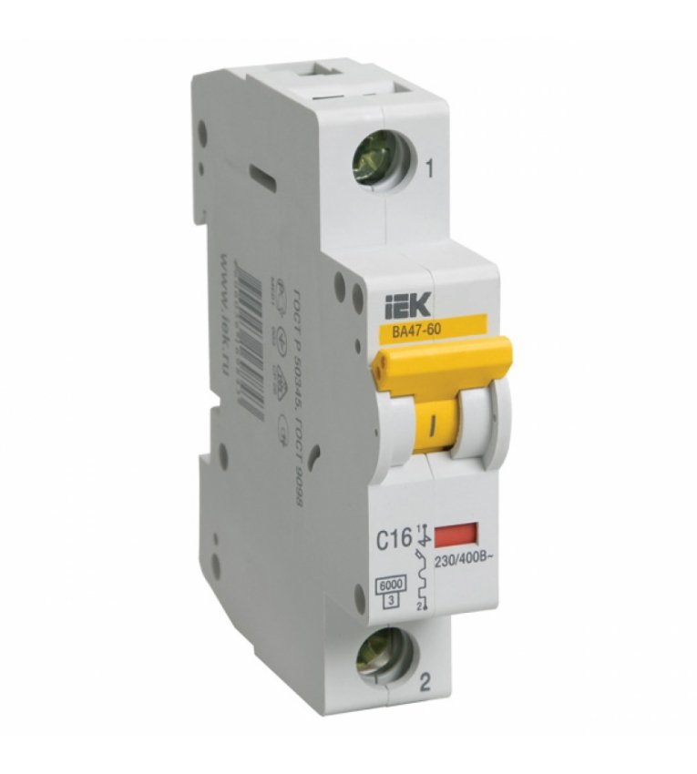 ВА 47-60 1Р 16А 6 кА х-ка C IEK автоматический выключатель - MVA41-1-016-C