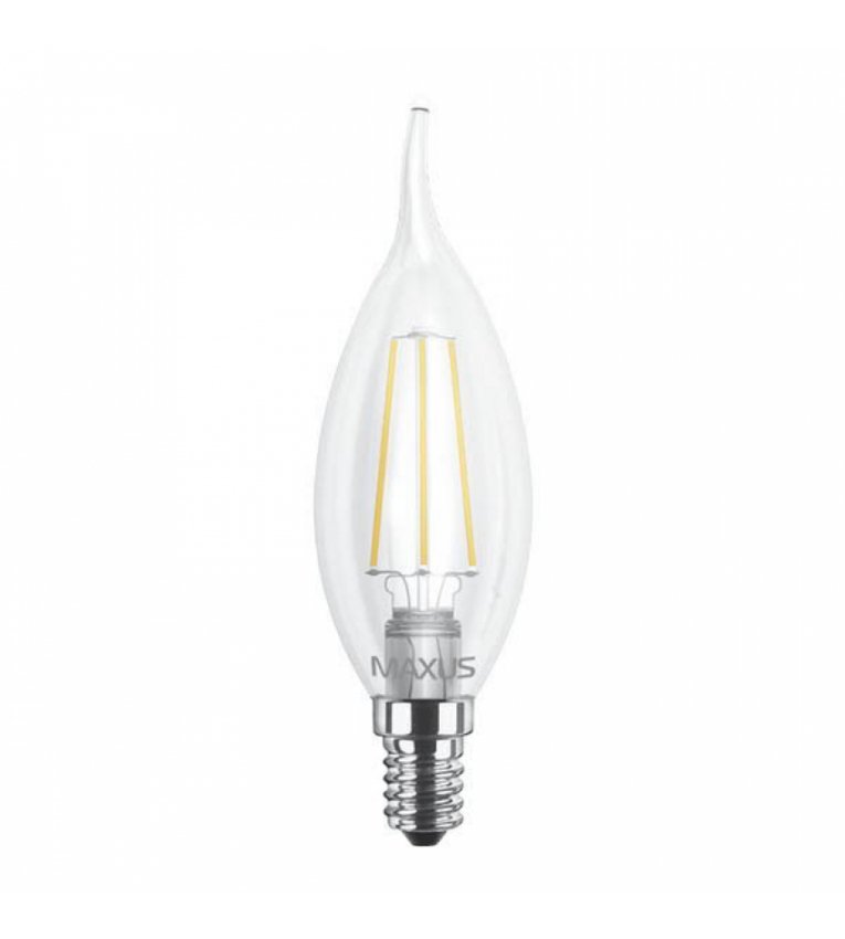 Лампа LED 1-LED-539 C37 4Вт (Filament) 3000К, Е14 Maxus - 1-LED-539