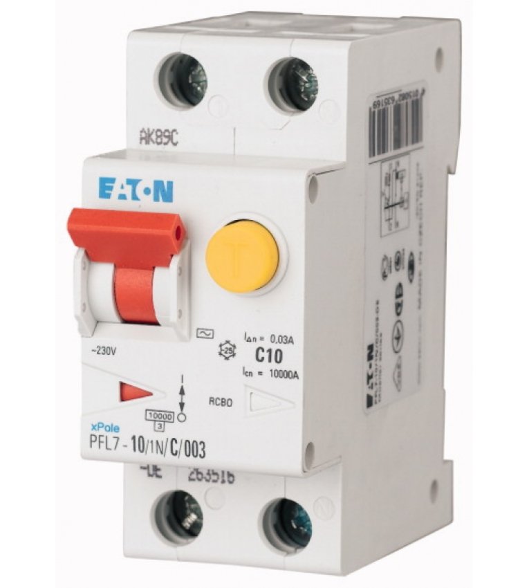 PFL7-10/1N/B/001 Дифференциальный автоматический выключатель EATON (Moeller) - 165588