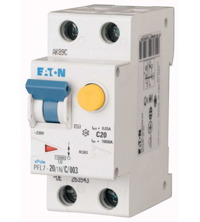 PFL7-20/1N/B/03 диференційний автоматичний вимикач EATON (Moeller) - 165647