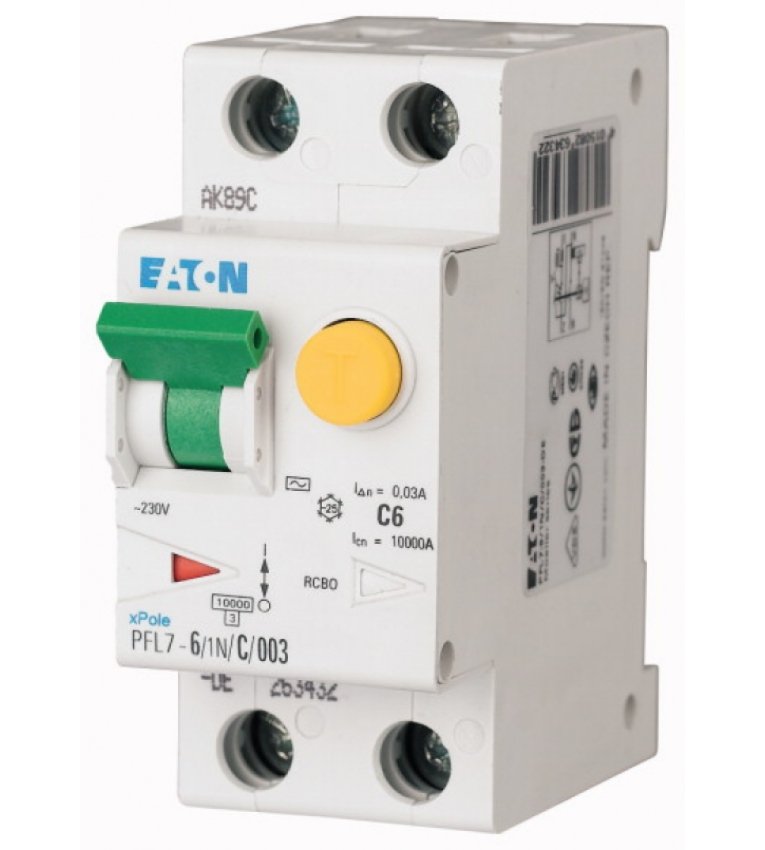 PFL7-6/1N/C/003-DE Дифференциальный автоматический выключатель EATON (Moeller) - 263432