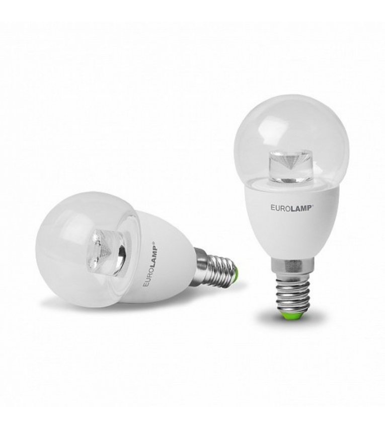 LED лампа G45 5Вт Eurolamp 3000К ЕКО серия «D» шар прозрачный, E14 - LED-G45-05143(D)clear
