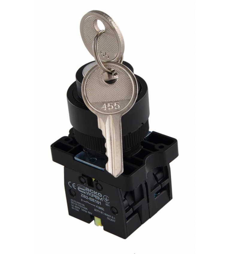 LAY5-EG33 Кнопка поворотная с ключом 3-х поз. АСКО-УКРЕМ - A0140010202