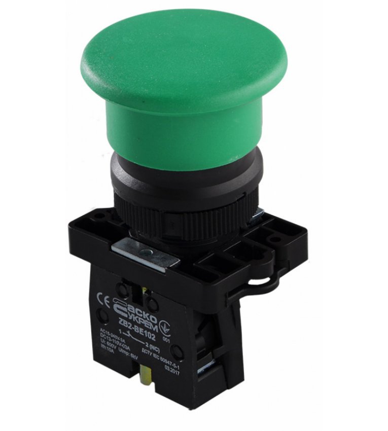 LAY5-EC31 Кнопка 'грибок' (d 40 мм) 'СТАРТ' зелений АСКО-УКРЕМ - A0140010191
