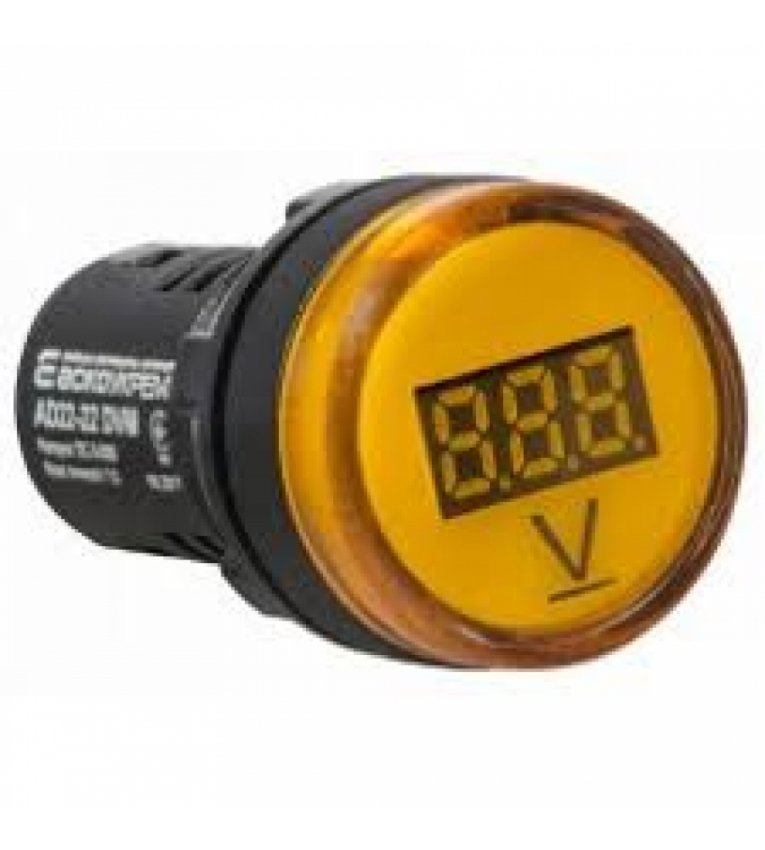 Желтый постовой вольтметр Аско-Укрем AD22-22 DVM AC 80-500В - A0190010012