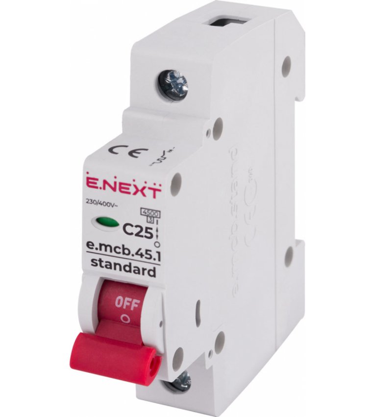 Модульний автоматичний вимикач E.NEXT e.mcb.stand.45.1.C25 - s002010