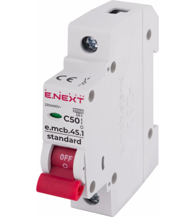 Модульный автоматический выключатель E.NEXT e.mcb.stand.45.1.C50 - s002013