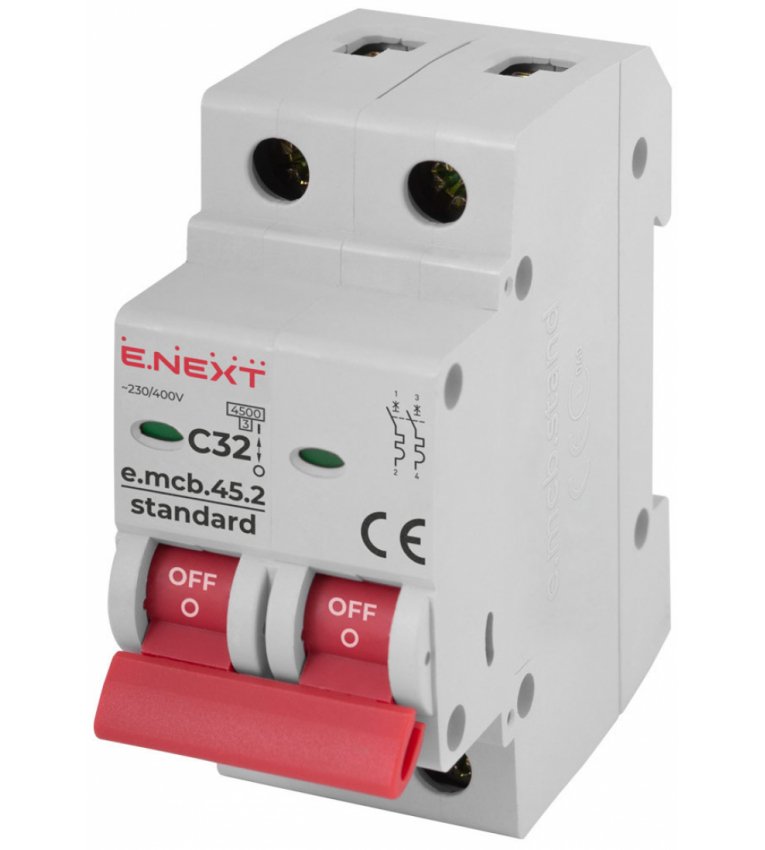 Модульний автоматичний вимикач E.NEXT e.mcb.stand.45.2.C32 - s002020