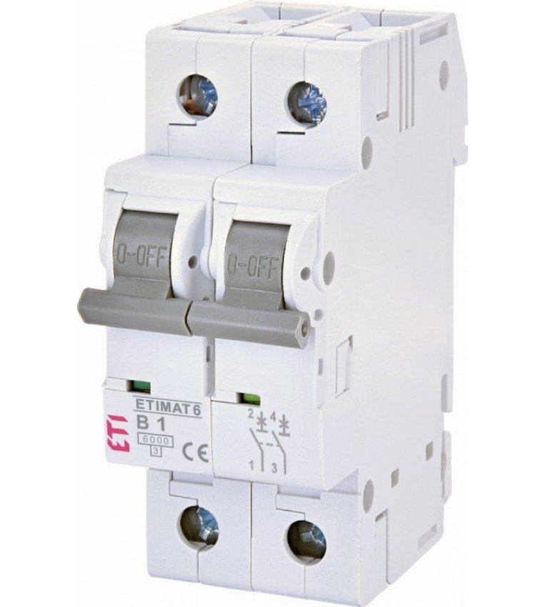 Автоматичний вимикач ETI 002113509 ETIMAT 6 2p B 1А (6 kA) - 2113509