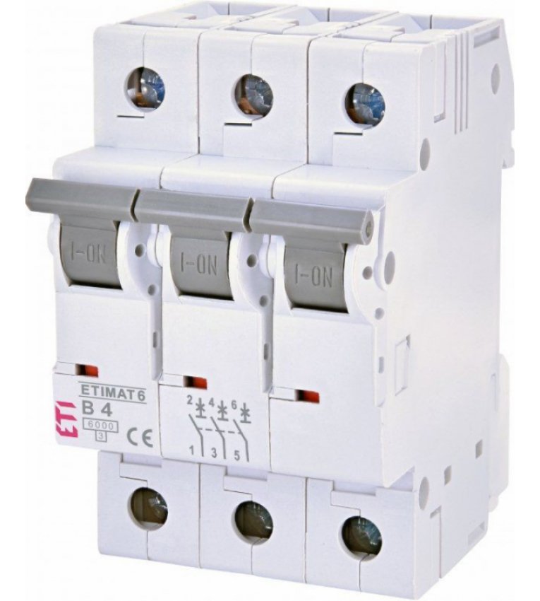 Автоматичний вимикач ETI 002115511 ETIMAT 6 3p B 4А (6 kA) - 2115511