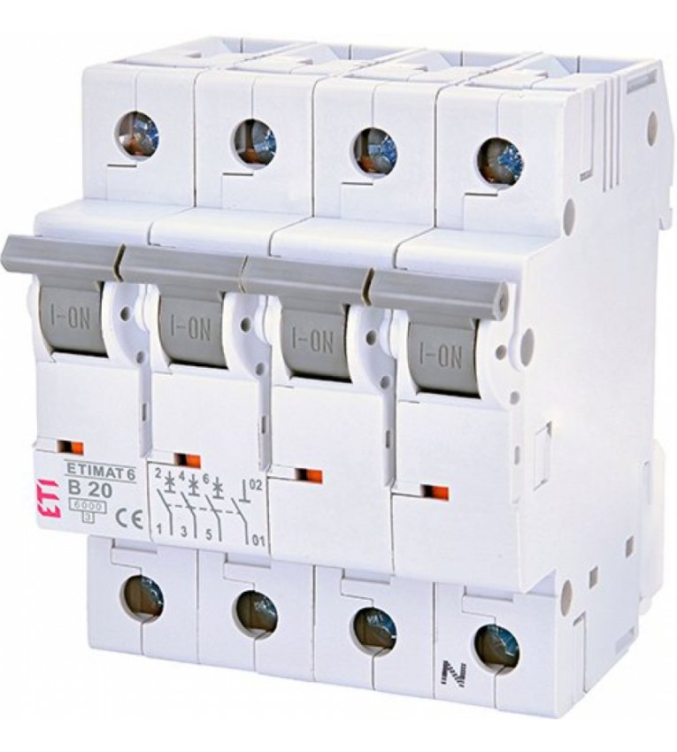 Автоматический выключатель ETI 002116509 ETIMAT 6 3p+N B 1А (6 kA) - 2116509