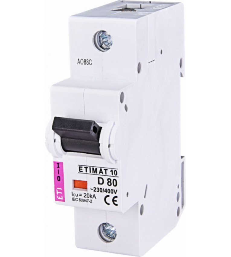 Автоматический выключатель ETI 002121731 ETIMAT 10 1p B 80А (20kA) - 2121731