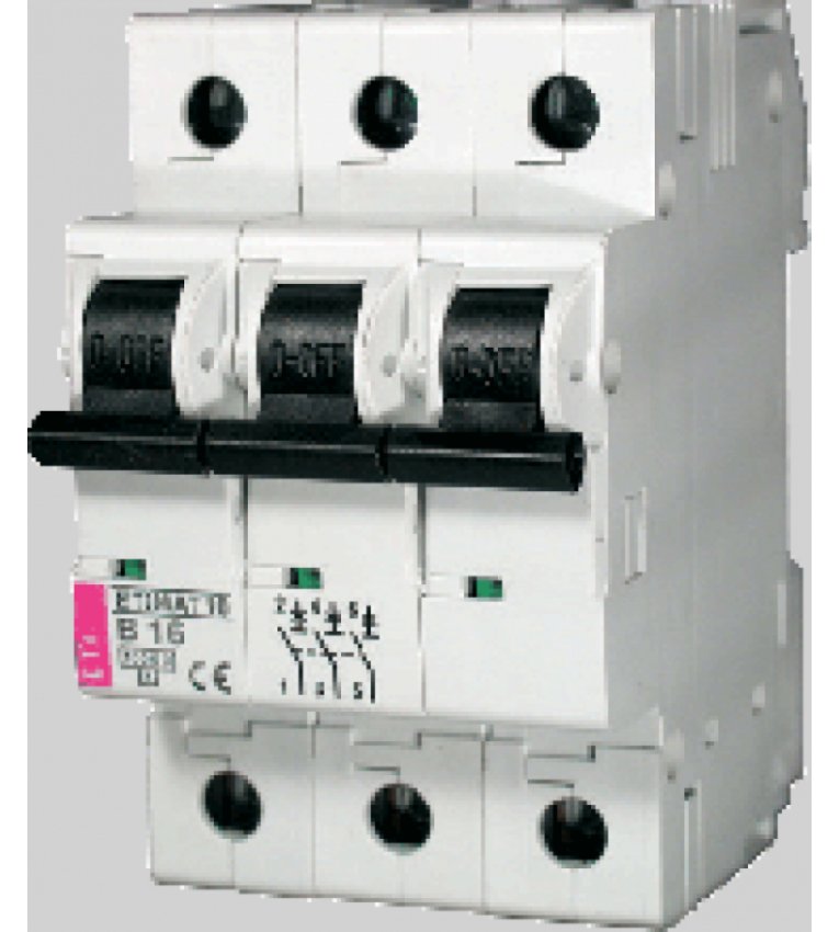 Автоматический выключатель ETI 002125716 ETIMAT 10 3p B 16А (10 kA) - 2125716