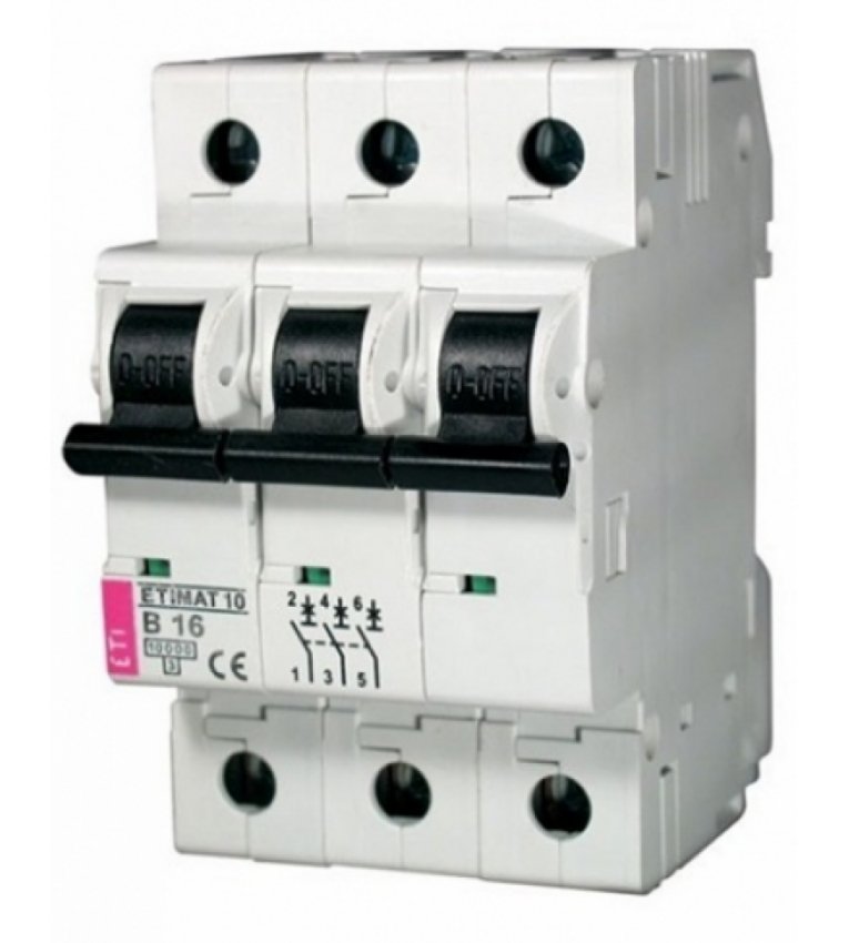 Автоматичний вимикач ETI 002125722 ETIMAT 10 3p B 63А (6 kA) - 2125722