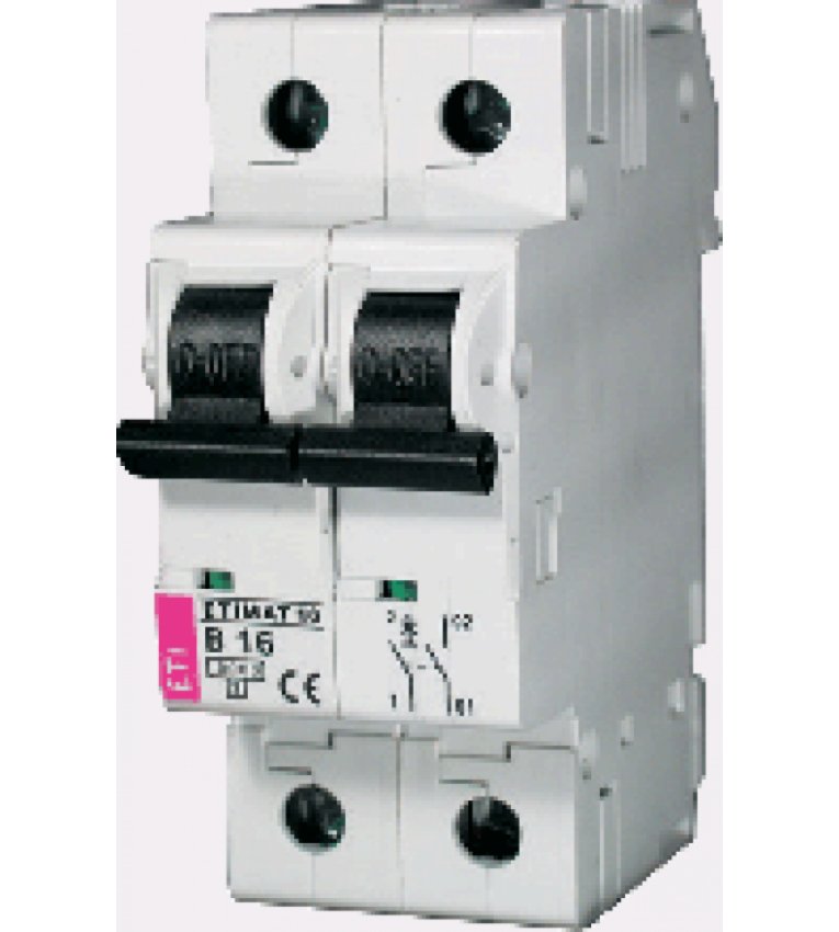 Автоматический выключатель ETI 002133704 ETIMAT 10 2p C 1А (10 kA) - 2133704