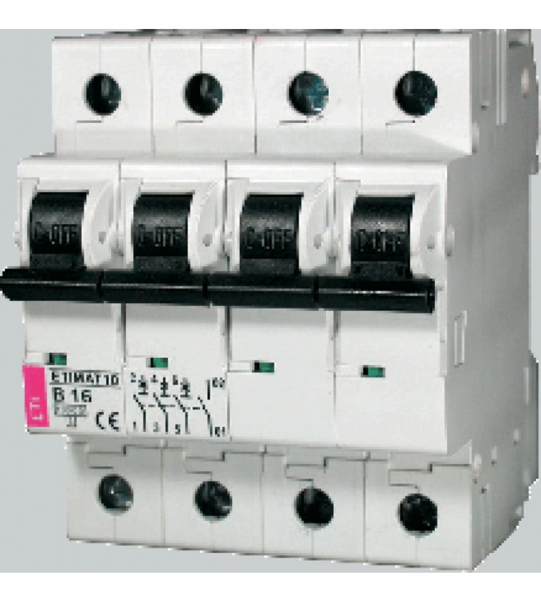Автоматический выключатель ETI 002156716 ETIMAT 10 3p+N D 16А (10 kA) - 2156716