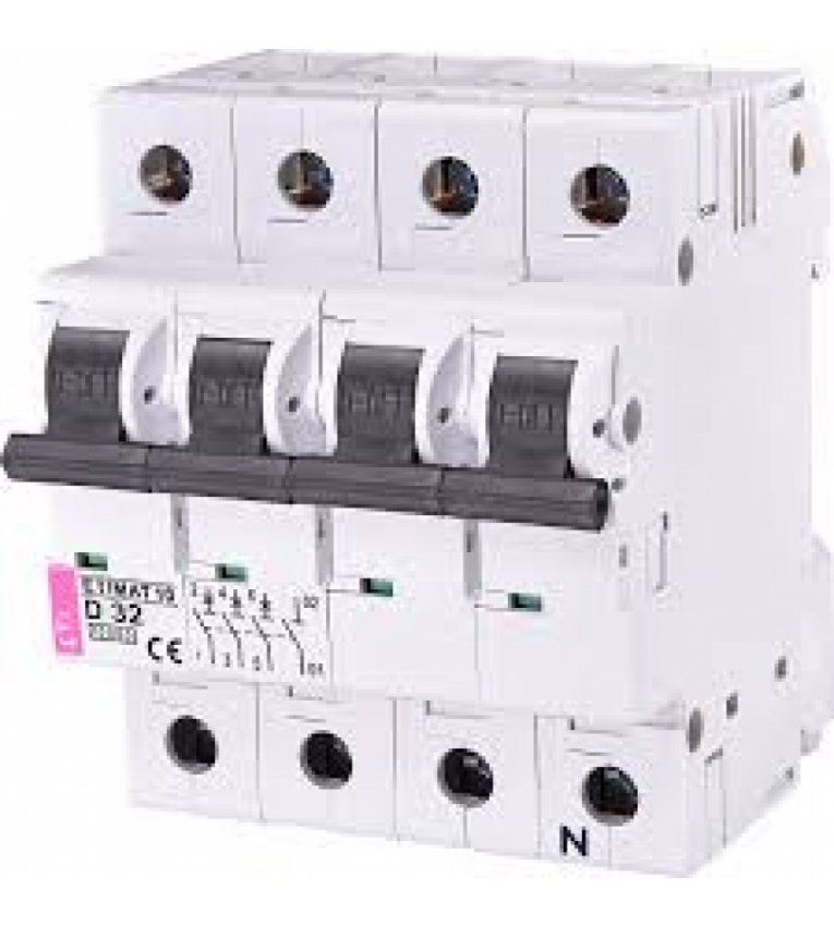 Автоматичний вимикач ETI 002156719 ETIMAT 10 3p+N D 32А (10 kA) - 2156719