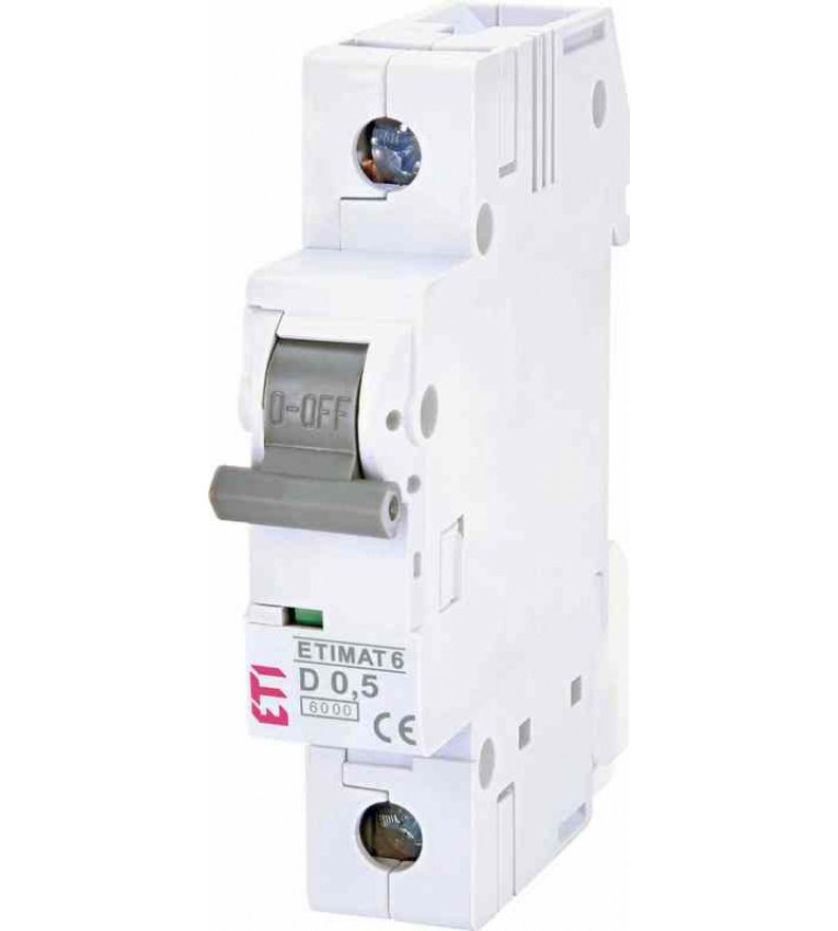 Автоматичний вимикач ETI 002161501 ETIMAT 6 1p D 0.5A (6kA) - 2161501
