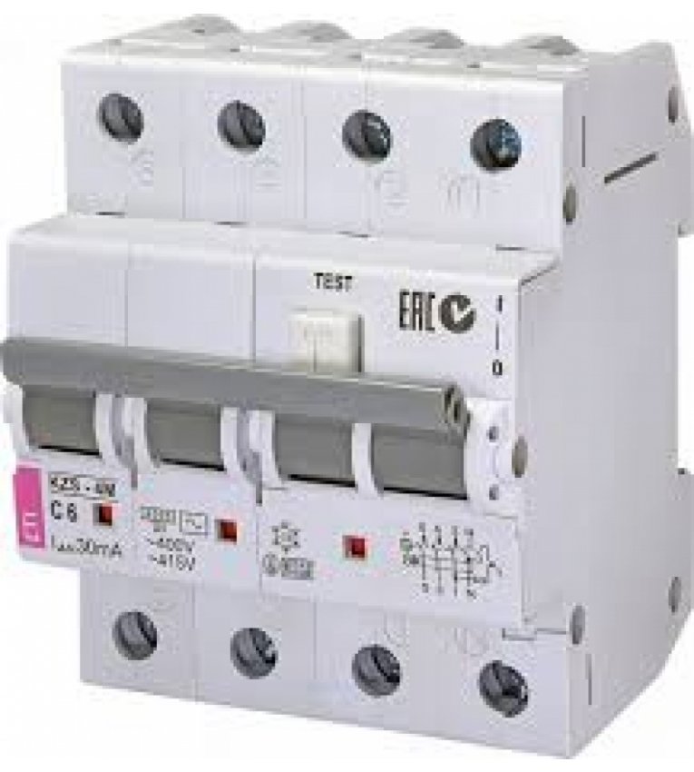 Дифференциальный автомат ETI 002174422 KZS-4M 3p+N C 10/0.1 тип A (6kA) - 2174422