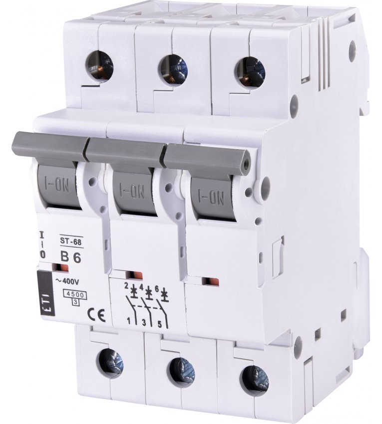 Автоматический выключатель ETI 002175312 ST-68 3p B 6А (4.5 kA) - 2175312