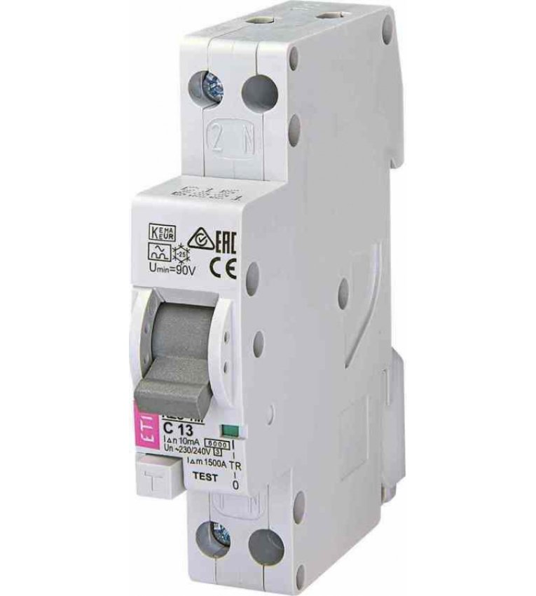 Диференціальний автомат ETI 002175423 KZS-1M C 13/0.01 тип A (6kA) з нижнім підключенням - 2175423