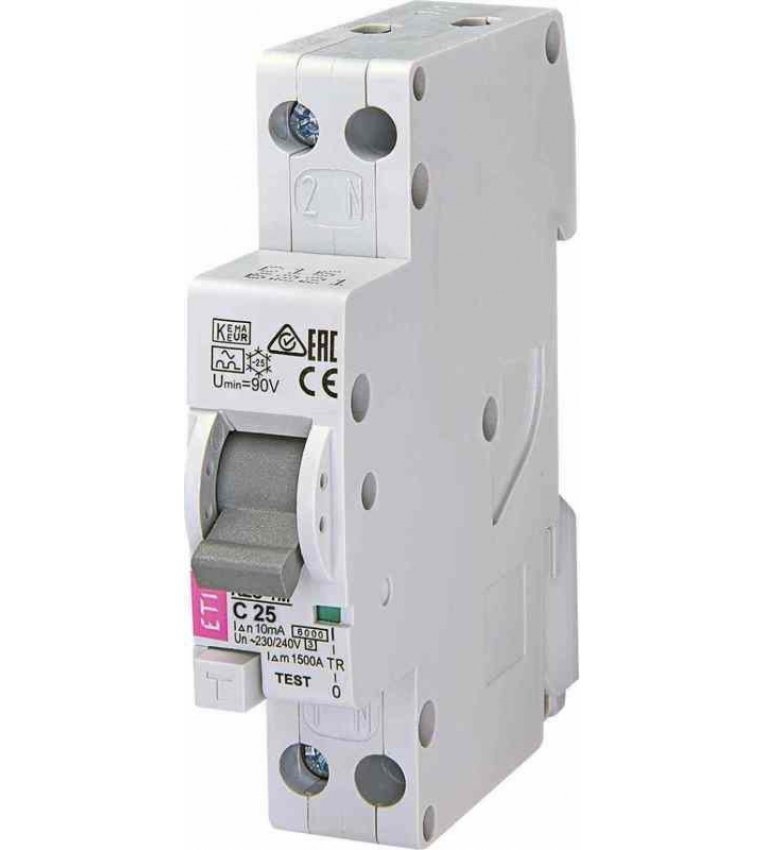 Дифференциальный автомат ETI 002175426 KZS-1M C 25/0.01 тип A (6kA) с нижним подключением - 2175426