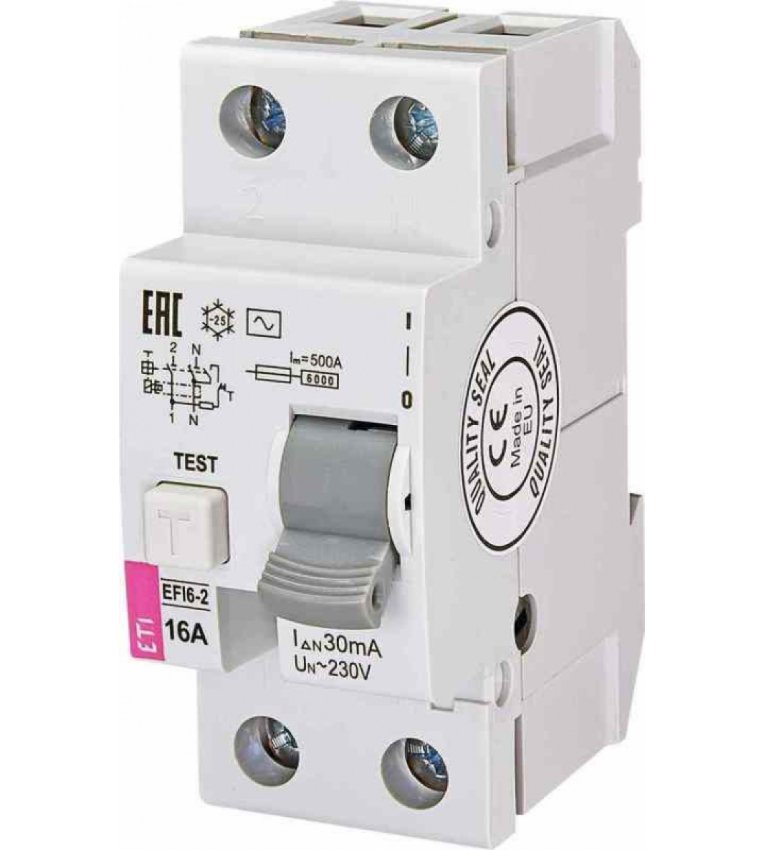 Диференціальний автомат ETI 002175433 KZS-1M B 13/0.1 тип A (6kA) з нижнім підключенням - 2175433