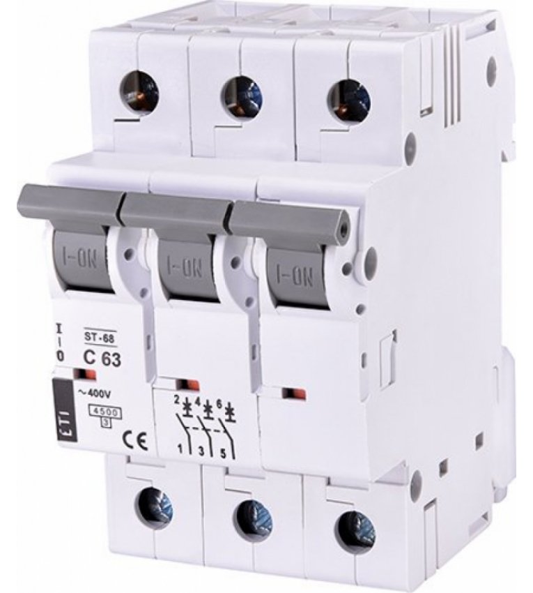 Автоматичний вимикач ETI 002181322 ST-68 1p C 63А (4.5 kA) - 2181322