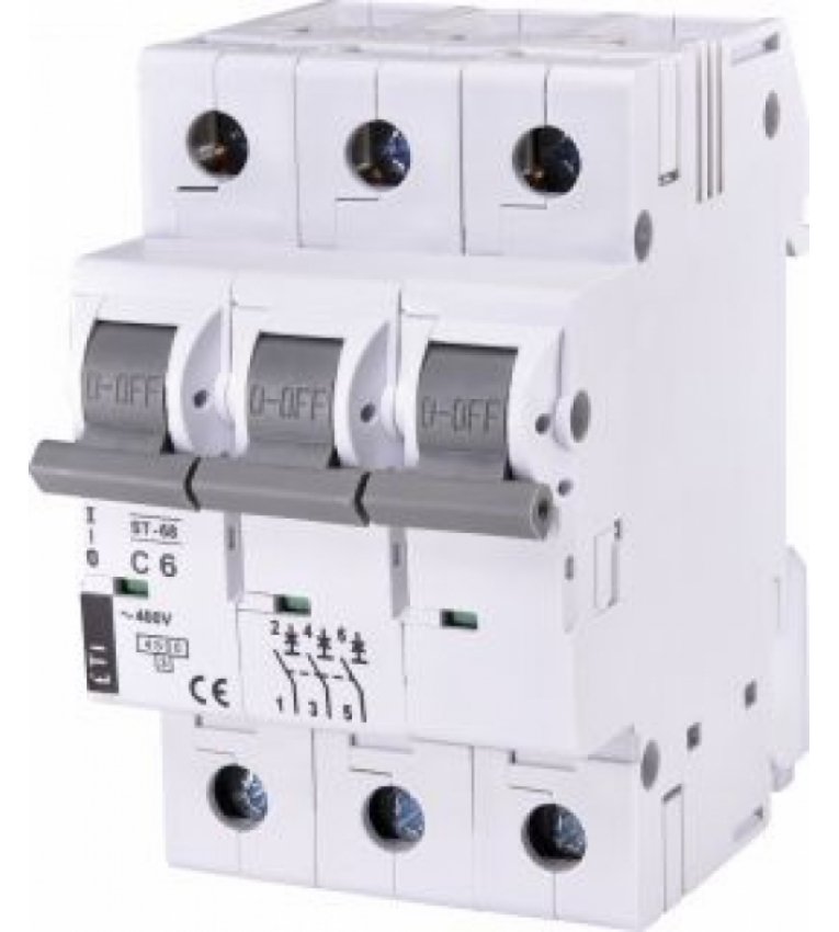 Автоматичний вимикач ETI 002185312 ST-68 3p C 6А (4.5 kA) - 2185312