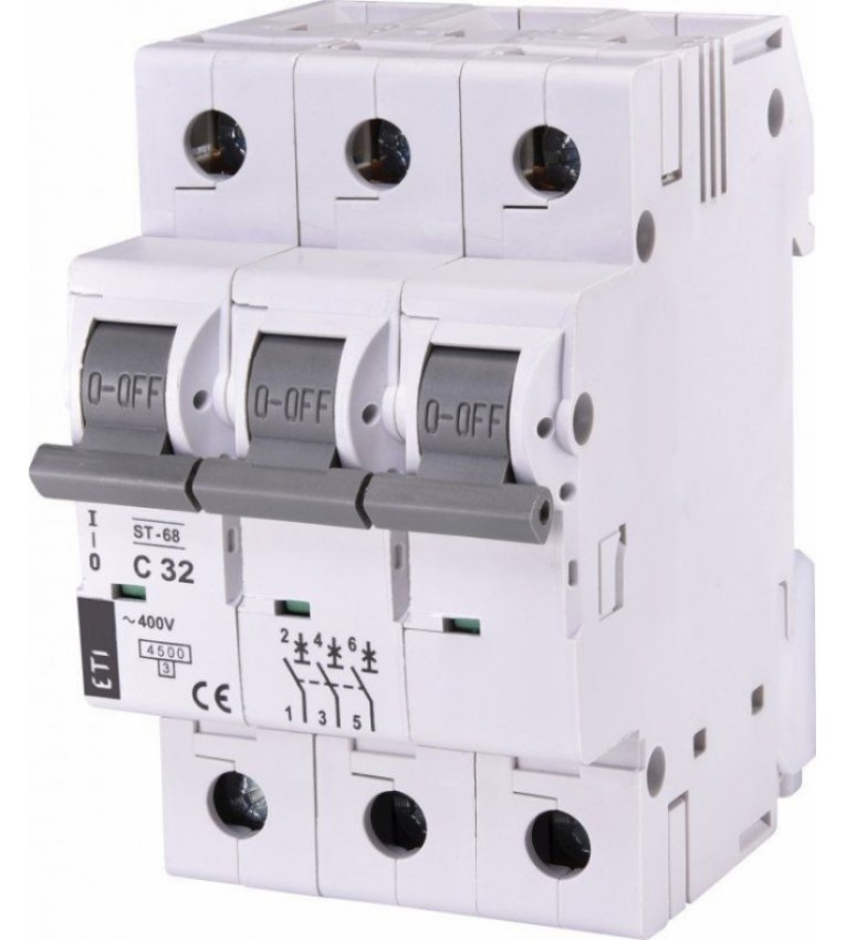 Автоматичний вимикач ETI 002185319 ST-68 3p C 32А (4.5 kA) - 2185319