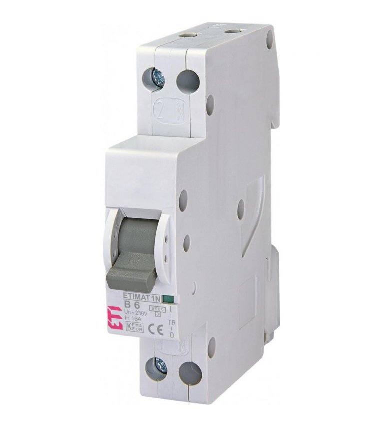 Одномодульний автоматичний вимикач ETI 002191101 ETIMAT 6 1p+N B 6А (6 kA) - 2191101