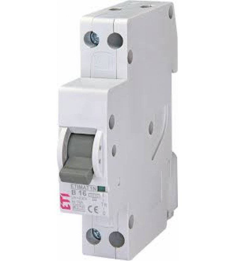 Одномодульний автоматичний вимикач ETI 002191104 ETIMAT 6 1p+N B 16А (6 kA) - 2191104