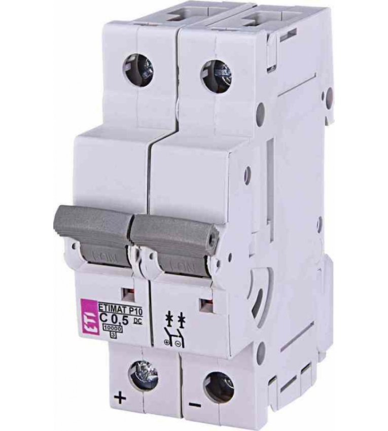 Автоматичний вимикач ETI 260521101 ETIMAT P10 DC 2p C 0.5A (10kA) - 260521101