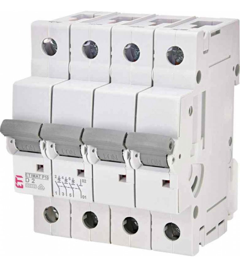 Автоматический выключатель ETI 270242104 ETIMAT P10 3p+N D 2A (10kA) - 270242104