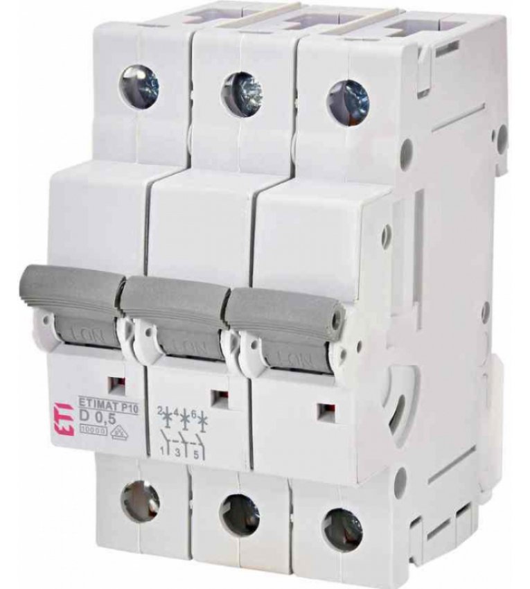 Автоматичний вимикач ETI 270532106 ETIMAT P10 3p D 0.5A (10kA) - 270532106