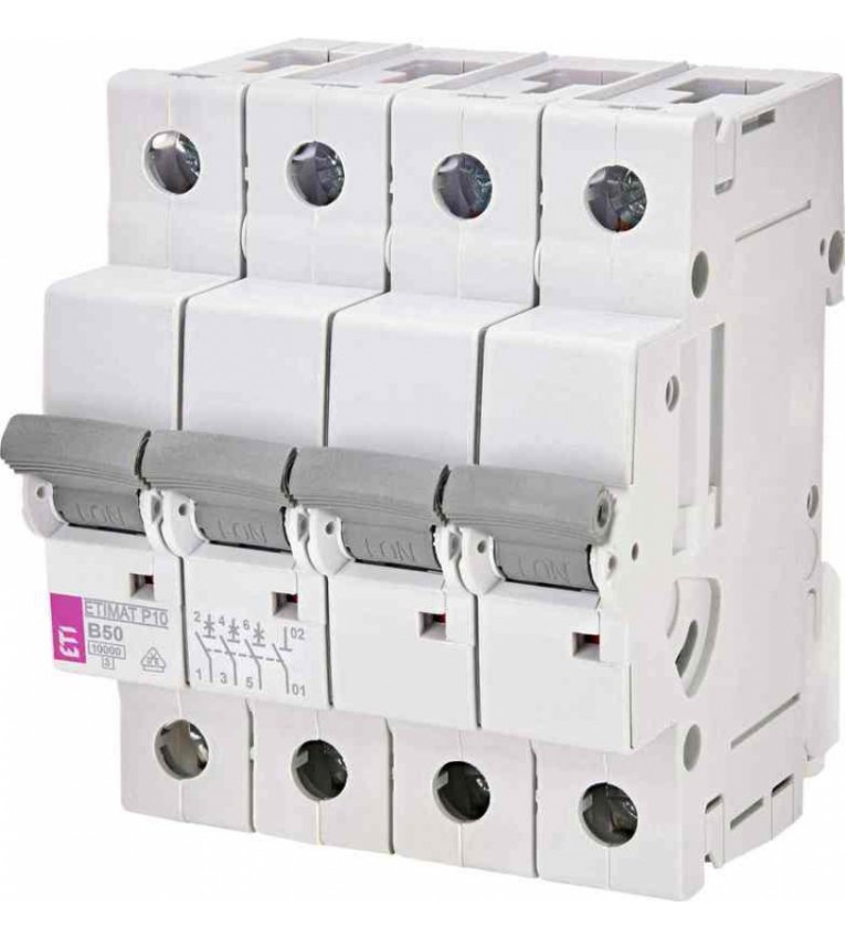 Автоматичний вимикач ETI 275040101 ETIMAT P10 3p+N B 50A (10kA) - 275040101