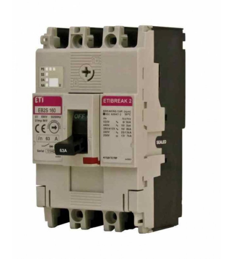 Автоматичний вимикач ETI 004671801 EB2S 160/3LF 16А 3P (16kA фіксовані налаштування) - 4671801