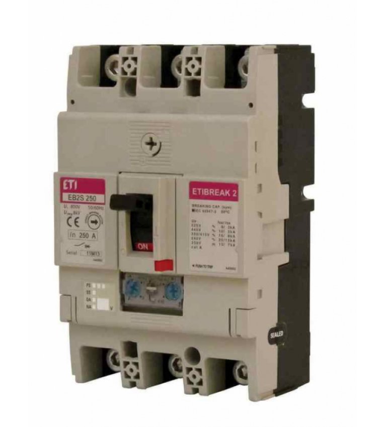 Автоматичний вимикач ETI 004671887 EB2S 250/3LA 200А 3P (16kA регульований) - 4671887