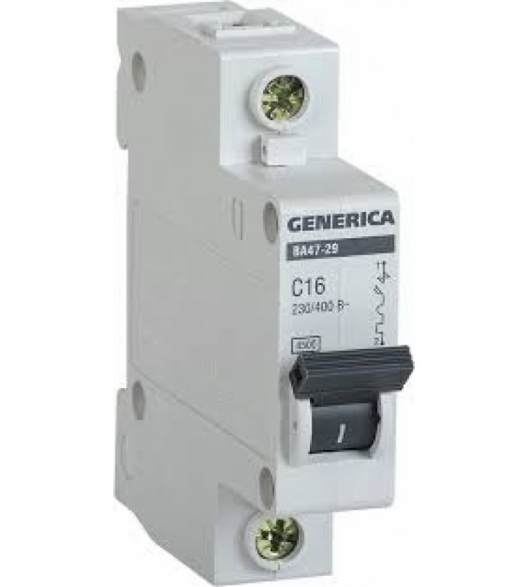 Автоматический выключатель Generica MVA25-1-010-C ВА47-29 10А 4,5кА (C) - MVA25-1-010-C