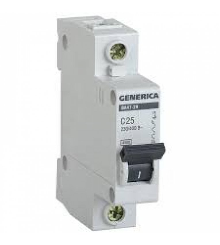 Автоматичний вимикач Generica MVA25-1-025-C ВА47-29 25А 4,5кА (C) - MVA25-1-025-C