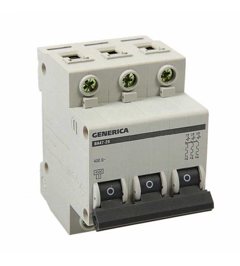 Автоматичний вимикач Generica MVA25-1-050-C ВА47-29 50А 4,5кА (C) - MVA25-1-050-C