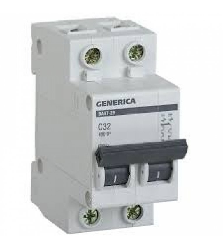 Автоматичний вимикач Generica MVA25-2-032-C ВА47-29 32А 4,5кА (C) - MVA25-2-032-C