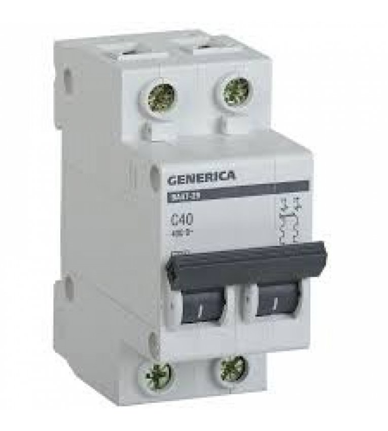 Автоматичний вимикач Generica MVA25-2-040-C ВА47-29 40А 4,5кА (C) - MVA25-2-040-C