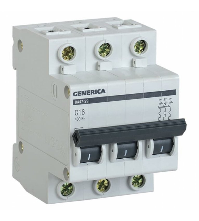 Автоматический выключатель Generica MVA25-3-006-C ВА47-29 6А 4,5кА (C) - MVA25-3-006-C