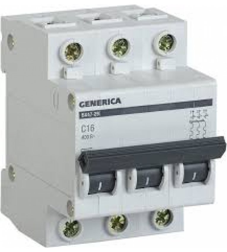 Автоматичний вимикач Generica MVA25-3-020-C ВА47-29 20А 4,5кА (C) - MVA25-3-020-C