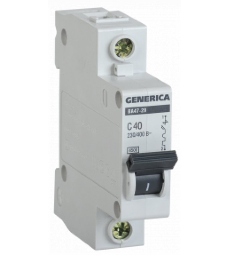 Автоматичний вимикач Generica MVA25-3-040-C ВА47-29 40А 4,5кА (C) - MVA25-3-040-C