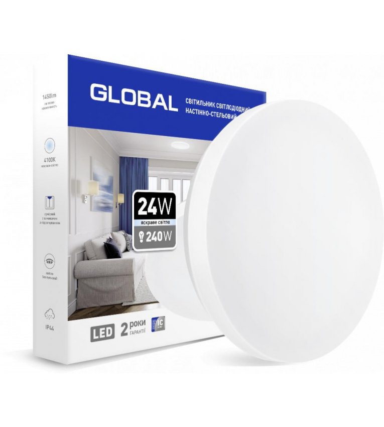 Круглый светодиодный настенно-потолочный светильник Global 24Вт 4100К (1-GCL-2441-01-C) - 1-GCL-2441-01-C