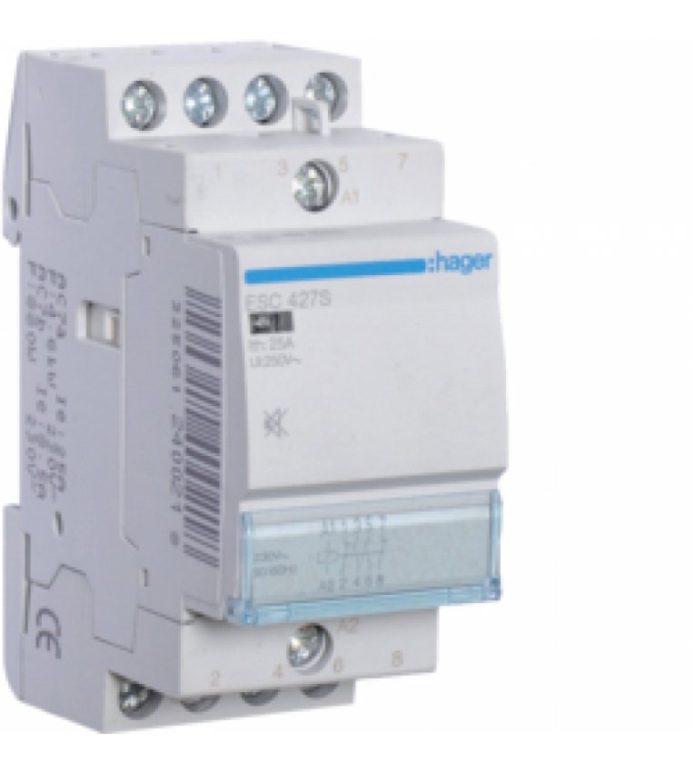 Безшумний контактор Hager ESC427S 25A 2НО+2НЗ 230B - ESC427S